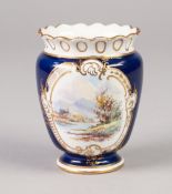 A SMALL INTER-WAR YEARS ROYAL CROWN DERBY PORCELAIN VASE, painted by W.E.J. Dean with a Scottish