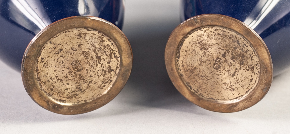 PAIR OF JAPANESE LATE MEIJI PERIOD CLOISONNÉ VASES, each of footed ovoid form with waisted, short - Image 2 of 5