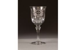 WHITEFRIARS for 'S.G', 'GOLDEN JUBILEE YEAR' COMMEMORATIVE GLASS GOBLET', 1929-1979, boxed