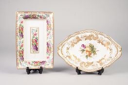 SPODE 'GOLDEN VALLEY' PATTERN CHINA DISH, of shallow, two handled form, painted with fruit to the