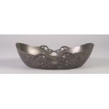 SOLKETS, ENGLISH PEWTER DISH, IN THE ART NOUVEAU STYLE, of shallow, oval form with foliate pierced