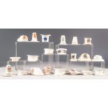 TWENTY ONE MINIATURE CRESTED CHINA HATS, including: CARLTON CHINA- ST IVES TOP HAT, LEICESTER BUSH