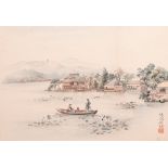 TWO LATE 19th/EARLY 20th CENTURY JAPANESE PEN AND BLACK INK AND WATERCOLOUR DRAWINGS BY SAME HAND OF