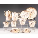 THIRTY PIECE JAPANESE SATSUMA POTTERY TEA AND COFFEE SERVICE FOR SIX PERSONS, painted in colours and