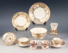 TWENTY ONE PIECE BLOOR DERBY PORCELAIN PART TEA AND COFFEE SERVICE, comprising: FIVE TEA CUPS, SIX