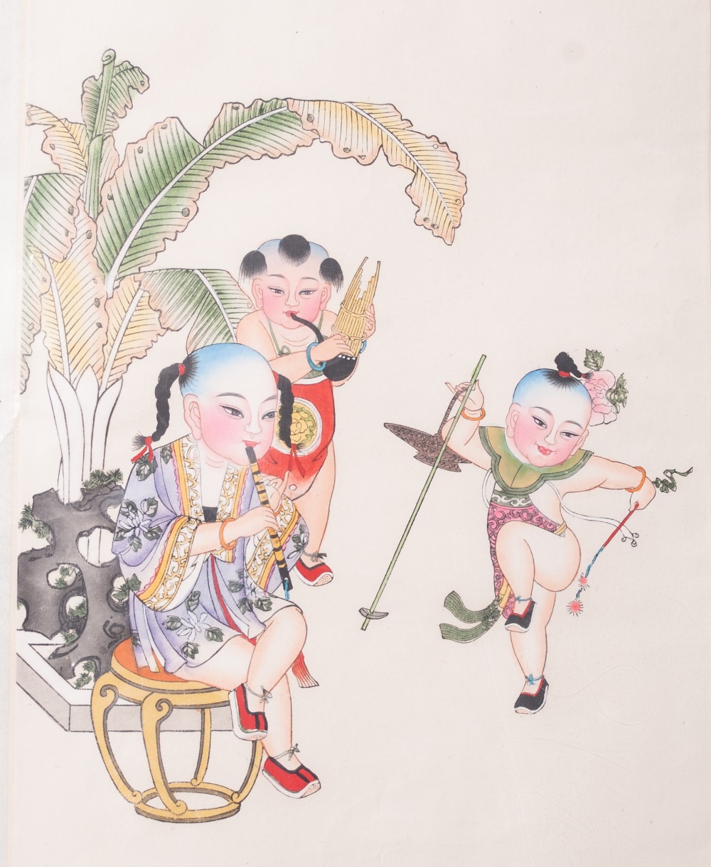20th CENTURY CHINESE WATERCOLOUR ON MACHINE WOVEN SILK OF PEONY, inscribed with characters and - Image 2 of 3