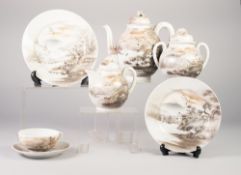 LATE NINETEENTH/EARLY TWENTIETH CENTURY JAPANESE EGG SHELL CHINA TEA SET FORMERLY FOR 12 PERSONS,