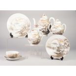 LATE NINETEENTH/EARLY TWENTIETH CENTURY JAPANESE EGG SHELL CHINA TEA SET FORMERLY FOR 12 PERSONS,