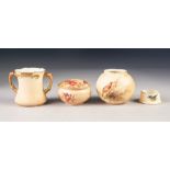 FOUR PIECES OF EARLY TWENTIETH CENTURY ROYAL WORCESTER BLUSH CHINA, comprising: WRYTHEN MOULDED