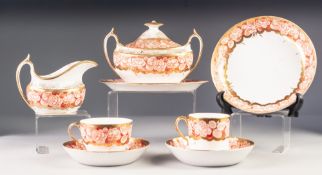 39 PIECE EARLY NINETEENTH CENTURY SPODE PART TEA AND COFFEE SERVICE, each with a floral printed