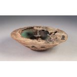 ROBERT FOURNIER MOULDED STUDIO POTTERY WATER GARDEN OR CRATER BOWL, of typical form, glazed in