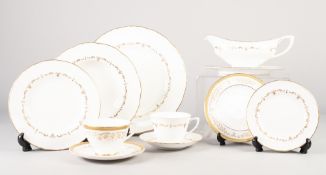 NINETY SEVEN PIECE MODERN ROYAL WORCESTER 'GOLD CHANTILLY' PATTERN CHINA PART DINNER AND TEA