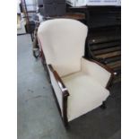 MODERN AMERICAN STYLE ROCKING CHAIR, HAVING CURVED PAD BUTTON BACK OVER PAD SEAT