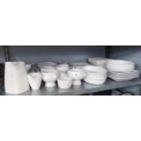 A QUANTITY OF WHITE POTTERY TABLE WARES, MAINLY DINNER WARES