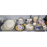 QUANTITY OF CERAMICS TO INCLUDE; THREE MEAT SERVING PLATES, PLATES, BOWLS, ROYAL KENT, WEDGWOOD,