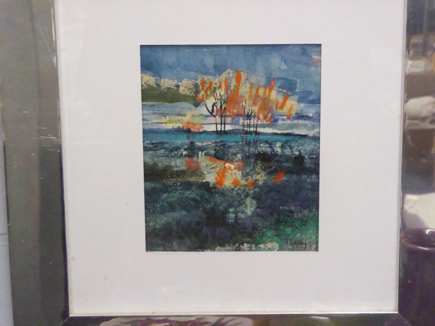 TOM SPIBEY MIXED MEDIA ON BOARD 'Landscape' Signed, inscribed verso 6" x 5" (15.2cm x 12.7cm)