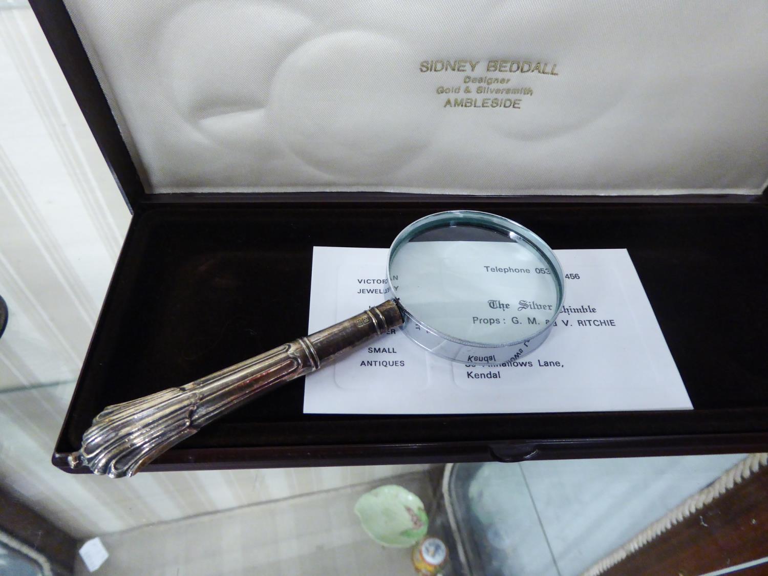 EDWARDIAN SILVER HANDLED MAGNIFYING GLASS, SHEFFIELD 1902, BOXED