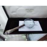 EDWARDIAN SILVER HANDLED MAGNIFYING GLASS, SHEFFIELD 1902, BOXED