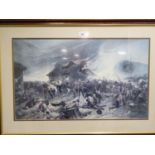 A PHOTOGRAVURE 'RORKE'S DRIFT' AND A COLOUR PRINT 'BATTLE SCENE'