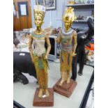 'THE LEONARDO COLLECTION' - A PAIR OF MODERN COMPOSITION 'ANCIENT EGYPTIAN' FIGURES, 23 1/2" HIGH