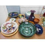 COLLECTION OF STUDIO POTTERY TO INCLUDE; A MINTON MOLLINS 'ASTRA WARE' VASE, A BWTHYN POTTERY BOWL