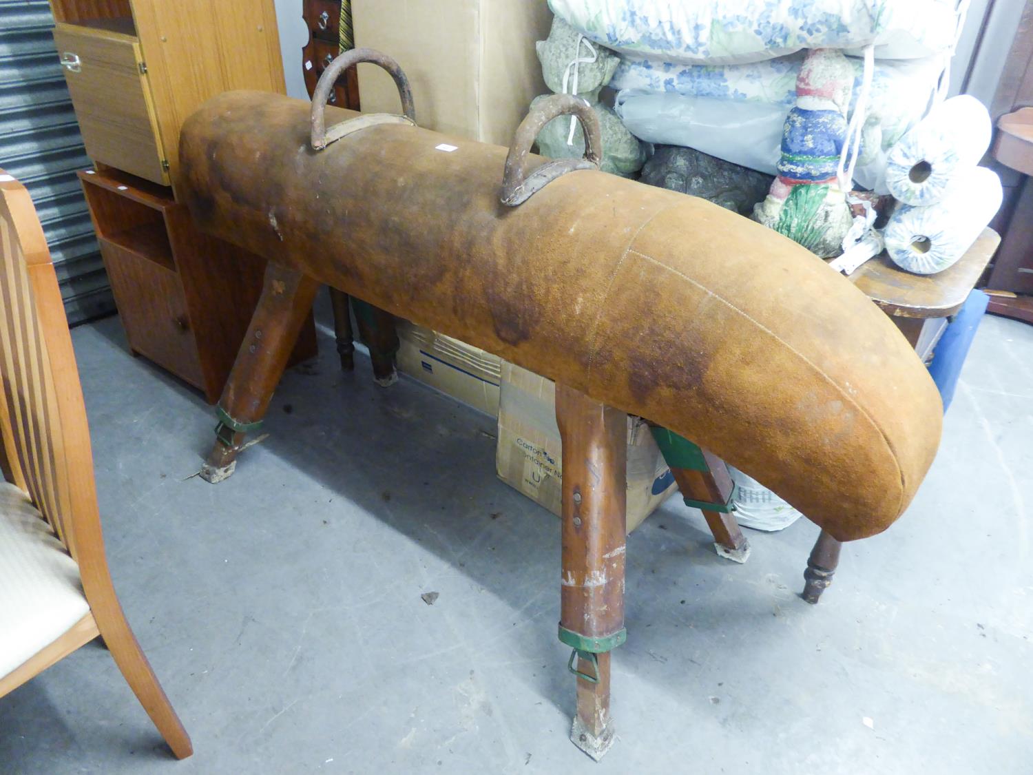 A VINTAGE POMMEL HORSE BY H. HUNT AND SONS