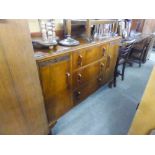 A MAHOGANY SIDEBOARD, 3 DRAWERS FLANKED BY TWO CUPBOARDS