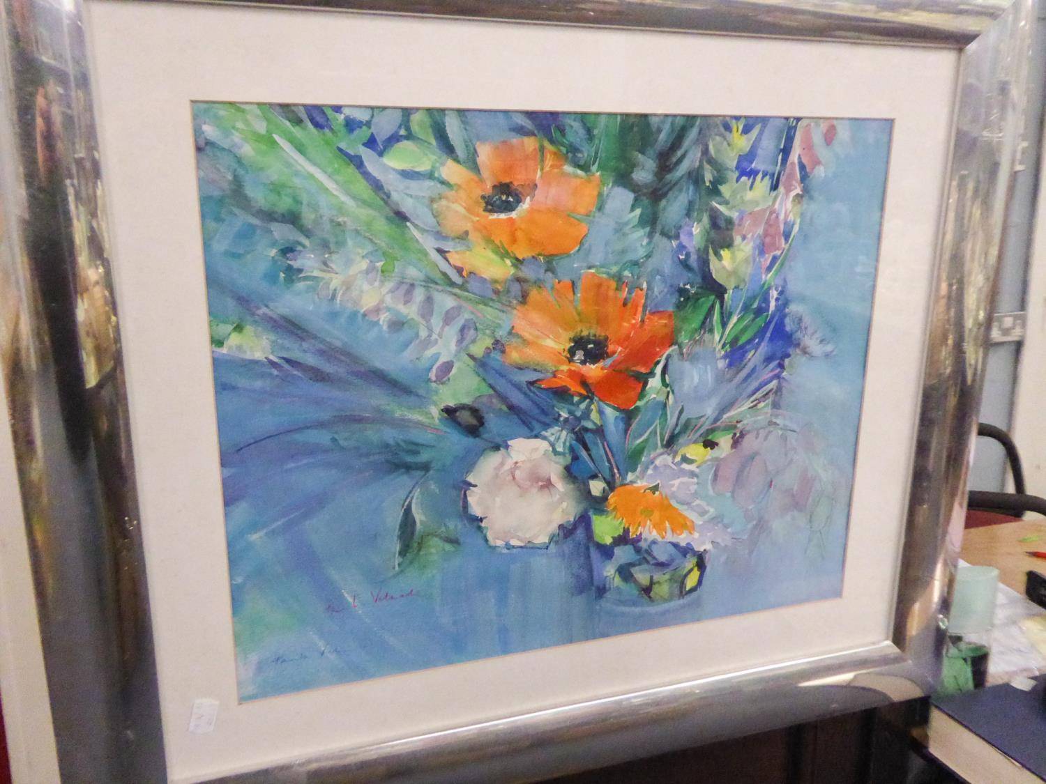 PAULA VELANDE WATERCOLOUR AND GOUACHE Flower study Signed twice lower left 15 3/4" x 19 3/4" (40 x