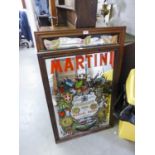 FOUR FRAMED ADVERTISING MIRRORS 'COLEMANS MUSTARD', 'TETLEY', 'MARTINI' AND 'CARTER CARBONATED TABLE