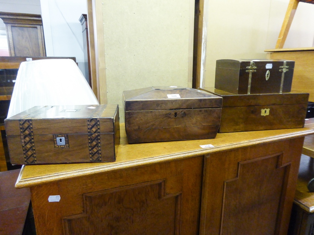 THREE ANTIQUE VENEERED BOXES