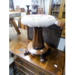 A VICTORIAN ROSEWOOD ADJUSTABLE MUSIC STOOL WITH TAPESTRY SEAT