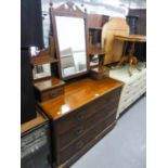 A VICTORIAN WALNUT DRESSING CHEST WITH SWING MIRROR