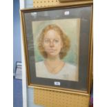 PEGGY COLLINS PASTEL DRAWING Portrait of a young woman Signed and dated (19) 80 15" x 11 1/2" (38.