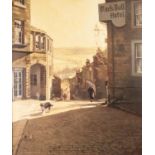 •KEN JACKSON (1920-2006) OIL ON BOARD ‘Main Street Haworth’ Signed: PKC Jackson, and dated (19)84,