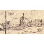 ROGER HAMPSON (1925 - 1996) PEN AND INK DRAWING 'Hapton Valley Colliery' Signed and titled lower