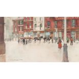 •ROGER EASTWOOD (1942) WATERCOLOUR DRAWING 'Piccadilly Approach, Manchester' Signed lower left 8 1