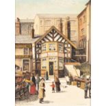 J.R. McGUIRE OIL PAINTING ON BOARD 'The Rovers Return Inn, Shudehill, Manchester' Signed and dated