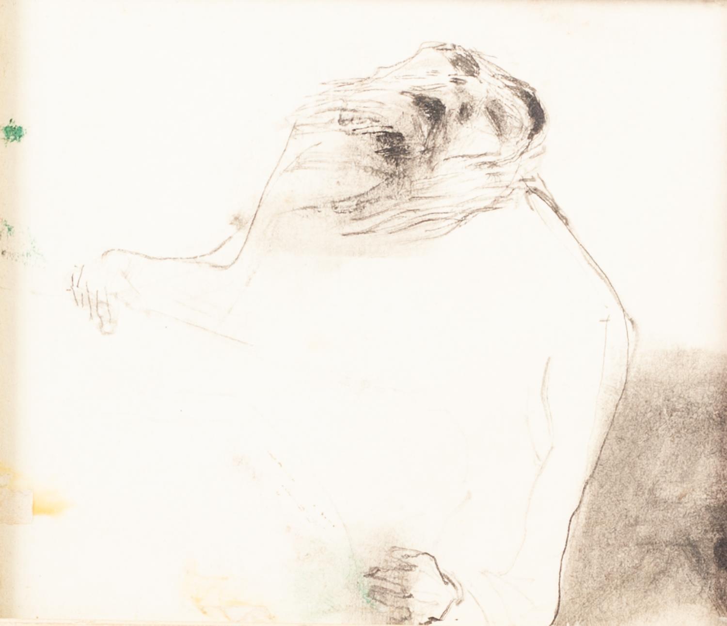 ATTRIBUTED TO FRANCIS BACON (1909-1992) PEN AND GREY INK DRAWING Three figure studies Unsigned 4 1/