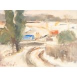 IAN NORRIS (Twentieth/Twenty First Century) OIL PAINTING 'Frozen River, Ribble Valley' Signed,