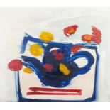 GEORGE HAINSWORTH (b.1937) OIL ON BOARD 'Blue Teapot' Signed, titled and dated 1991, verso 21" x 24"