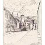 ROGER HAMPSON (1925 - 1996) PEN AND INK DRAWING 'Gilnow Lane, Bolton' Signed and titled 9 1/2" x