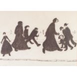 L. S. LOWRY (1887 - 1976) LIMITED EDITION MONOCHROME PRINT 'On a Promenade' Signed and dated 1971 in