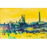 •JAMES LAWRENCE ISHERWOOD (1917-1988) OIL ON BOARD ‘Pits Near Wigan’ Signed, titled verso and with