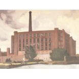 ROGER HAMPSON (1925 - 1996) OIL PAINTING ON CANVAS 'Manchester Mills' Signed lower right and