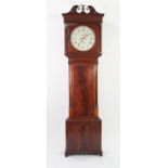 SHAKESHAFT, PRESTON, NINETEENTH CENTURY LINE INLAID AND FIGURED MAHOGANY LONGCASE CLOCK, the 15”