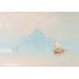 FURNESS WILSON (EARLY 20th CENTURY) WATERCOLOUR DRAWING Venetian scene with sailing craft and