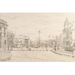 HAROLD HEMMINGWAY (1908-1976) PEN AND INK DRAWING, HEIGHTENED IN WHITE Rochdale street scene