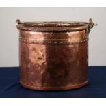 ANTIQUE STUDDED COPPER COAL BUCKET, with brass swing handle, 10 ½” (26.7cm) high, 13” (33cm)