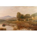 WILLIAM MITCHEL OF MARYPORT (1806 - 1900) OIL PAINTING ON CANVAS 'Knab Cottage, Rydal Water'