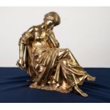 VICTORIAN GOLD PATINATED BRONZE FEMALE FIGURE, modelled